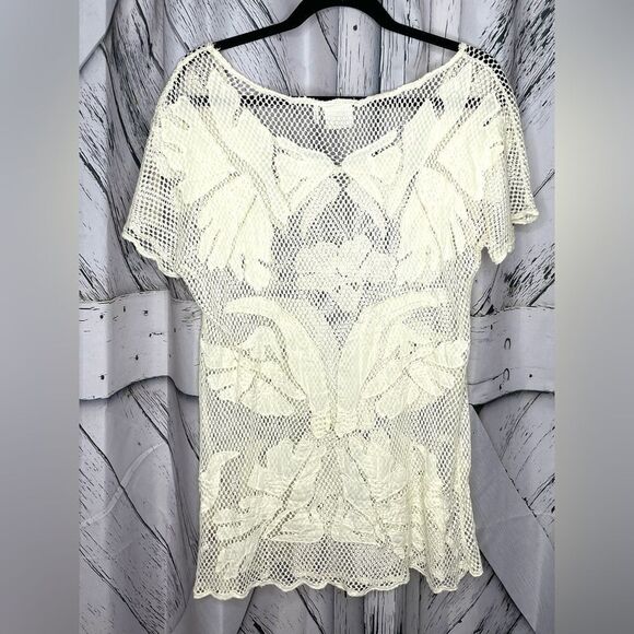 Anthropologie Lilka Ivory Mesh Appliquéd Tunic S - Picture 3 of 7